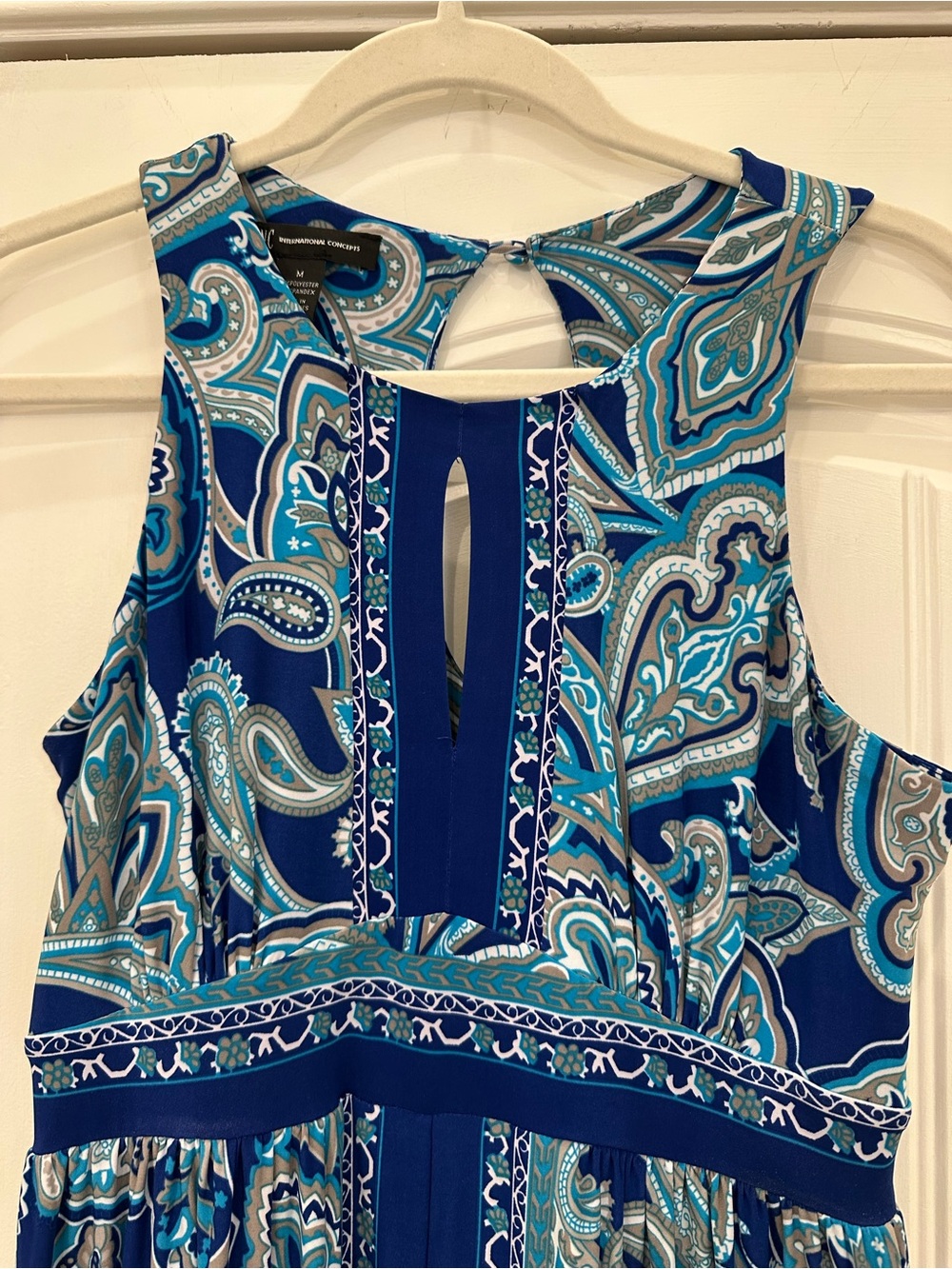 INC International Concepts Sleeveless Blue Paisley Maxi Dress M - Picture 5 of 7